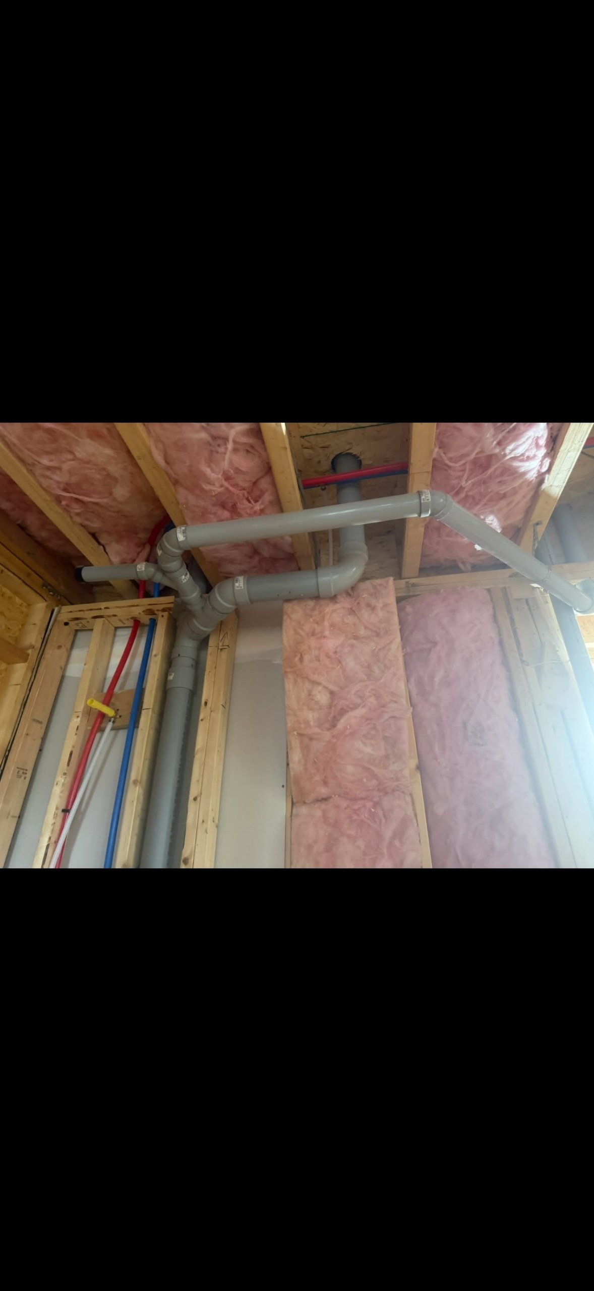 Overhead drain plumbing installation